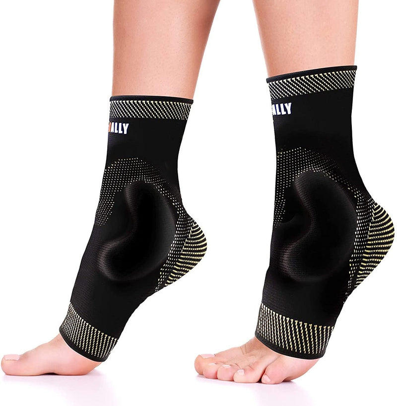 NeoAlly Copper-Infused Ankle Compression Sleeve Silicone Gel Ankle Support Brace for Ankle Sprain Protection,Achilles Tendon, Pain Relief, X-Large, 1 Pair X-Large (1 Pair)