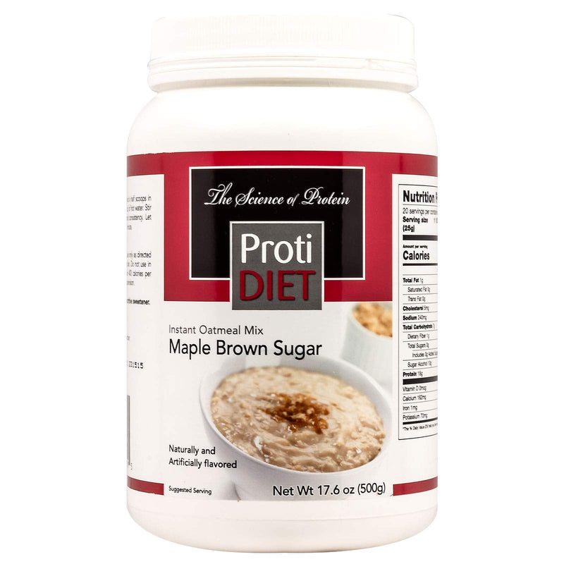 ProtiDiet High Protein Maple Brown Sugar Oatmeal, 15g Protein, Low Calorie, Low Carb, Low Fat, Sugar Free, Instant Diet Oatmeal Mix, KETO Friendly, Ideal Protein Compatible, 20 Serving Jug 1.1 Pound (Pack of 1) - BeesActive Australia
