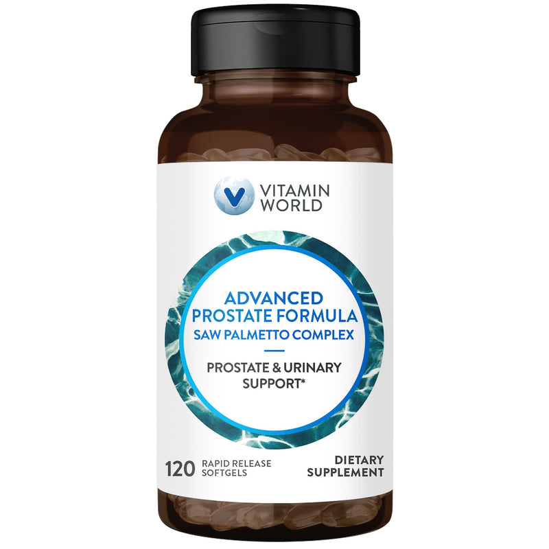 Vitamin World Advanced Prostate Formula Saw Palmetto Complex, 120 Softgels | Supports Prostate Health, Urinary Health, Rapid-Release, Gluten Free