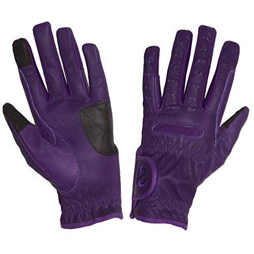 eGlove eQUEST GripPro Leather Touchscreen Horse Riding Gloves Purple Medium - BeesActive Australia