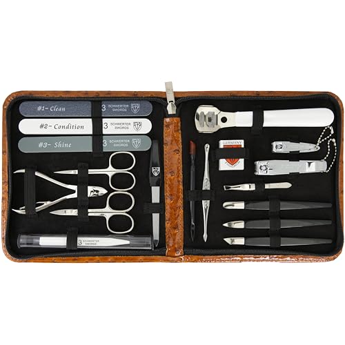 3 Swords Germany – manicure pedicure set kit (656) OSTRICH BROWN