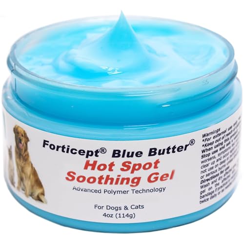 Forticept Blue Butter – Hot Spot Treatment for Dogs Cats | Dog Cat Wound Care | Skin Yeast Infections, Ringworm, Cuts, Rashes, First Aid Veterinary Strength Anti Itch Cream 4oz 4 OZ