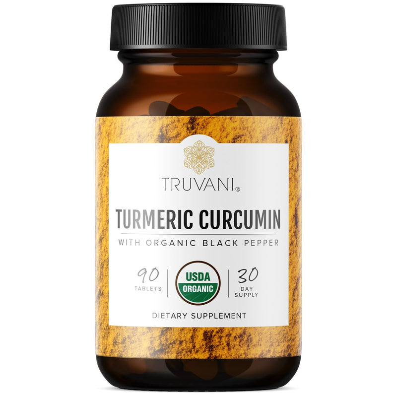 Truvani Organic Turmeric Curcumin Tablets 1,350 mg Each - Natural Joint Support with Black Pepper for Absorption - 90 Tablets - BeesActive Australia