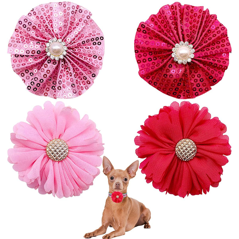 PET SHOW 4pcs Dog Flowers Collar Charms Slides Attachment Accessories For Small Medium Large Dogs Cat Puppy Bows Grooming Supplies… G 2.5"/2.8" - BeesActive Australia
