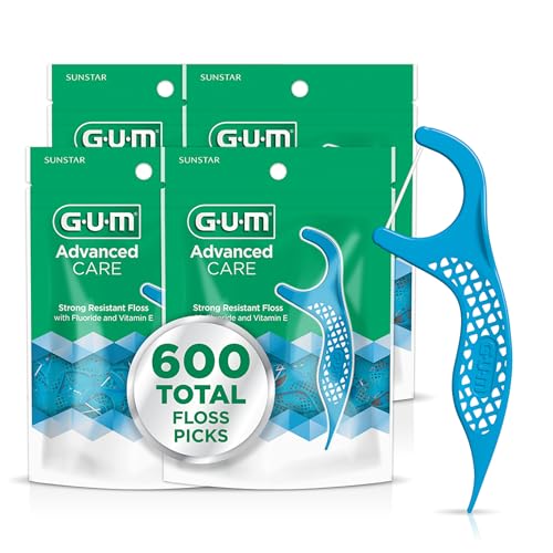GUM Advanced Care Dental Floss Picks, Fresh Mint Flavor, 150 Count (4 Pack) 150 Count (Pack of 4)