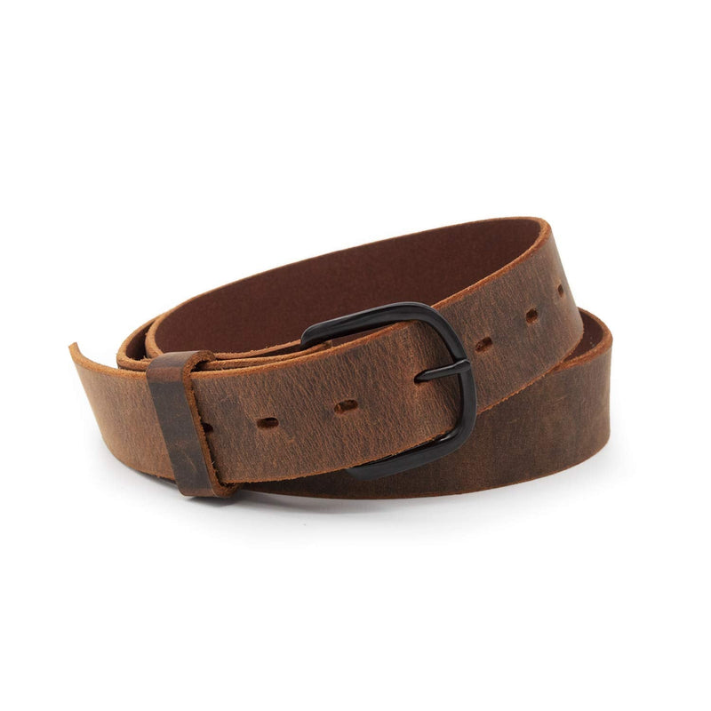 The Bootlegger Leather Belt | Made in USA | Full Grain Leather | Mens Belt Bootlegger Brown - Black Buckle Size 34 (Fits Size 32 Pants) - BeesActive Australia