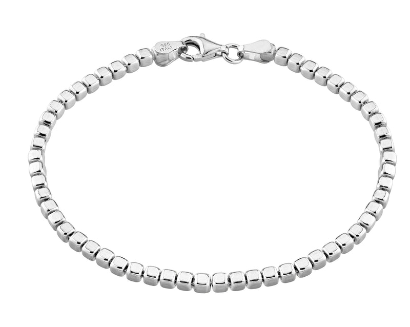 Miabella 925 Sterling Silver Organic Cube Bead Chain Bracelet for Women Men, Handmade in Italy Length 7 Inches (women's average length) - BeesActive Australia