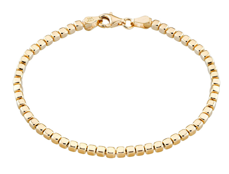 Miabella 18K Gold Over 925 Sterling Silver Organic Cube Bead Chain Bracelet for Women Men, Handmade in Italy Length 7 Inches (women's average length) - BeesActive Australia
