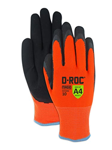 MAGID D-ROC ANSI A4 Waterproof Thermal Sandy Nitrile Coated Work Gloves, 1 Pair, 10/XL (HV550W)