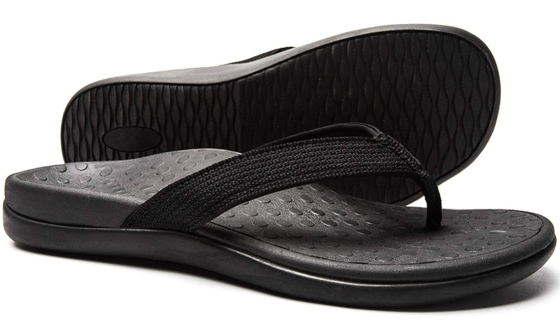 LLSOARSS Plantar Fasciitis Feet Sandal with Arch Support - Best Orthotic flip Flops for Flat Feet，Heel Pain- for Women 9 Black