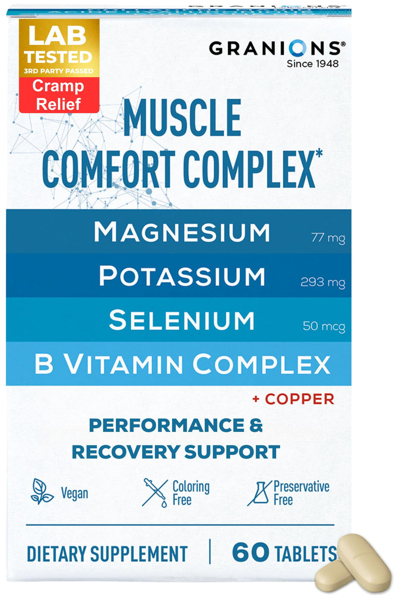 Muscle Comfort Complex ‚Äì Natural Tense Muscle Relaxer Pills Magnesium, Potassium, Selenium, Copper, B Vitamins ‚Äì Daily Relaxant for Relief from Cramps, Spasms & Joint Discomfort ‚Äì 60 Tablets - BeesActive Australia
