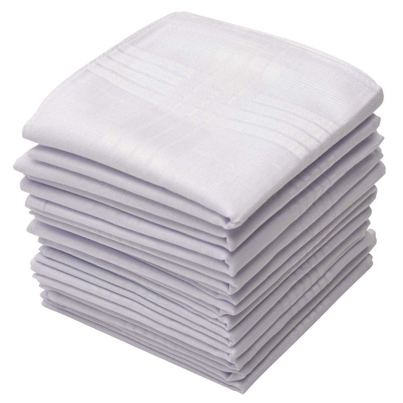 Perry Ellis 12 Pack Handkerchief (Permanent Press White with Satin Cord, 16" x 16") - BeesActive Australia