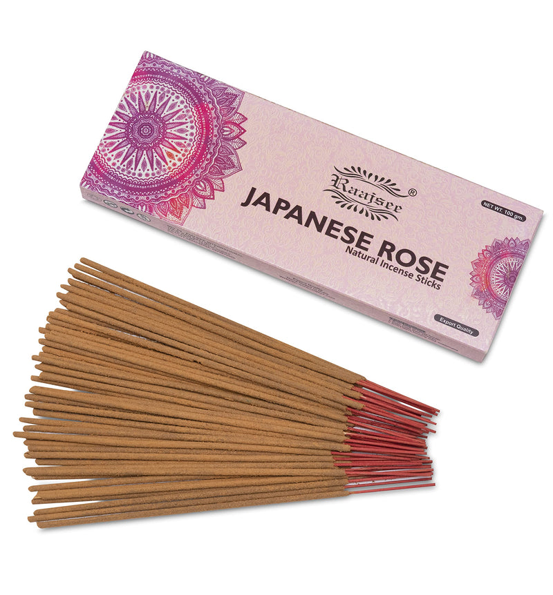 Raajsee Japanese Rose Incense Sticks 100 Gm Pack-100% Pure Organic Natural Hand Rolled Free from Chemicals-for Church,Aromatherapy,Relaxation,Meditation & Sensual Therapy - BeesActive Australia