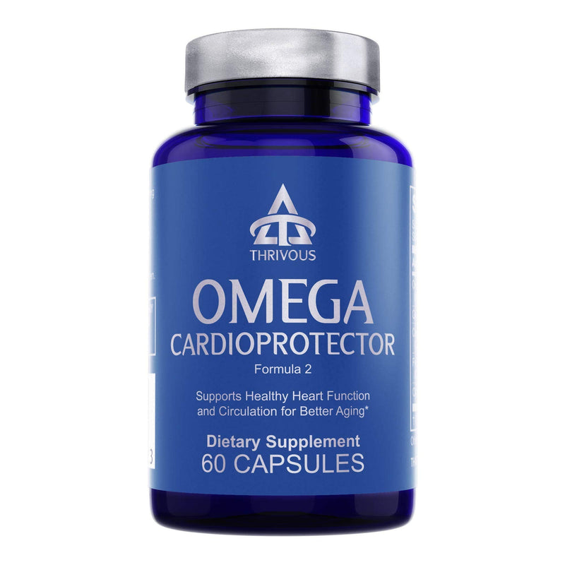 Thrivous Omega Cardioprotector – Advanced Heart & Circulation Support Supplement with AvailOm Omega-3, Garlic, Gotu Kola, Oligopin Pine Bark – 60 Vegan Capsules