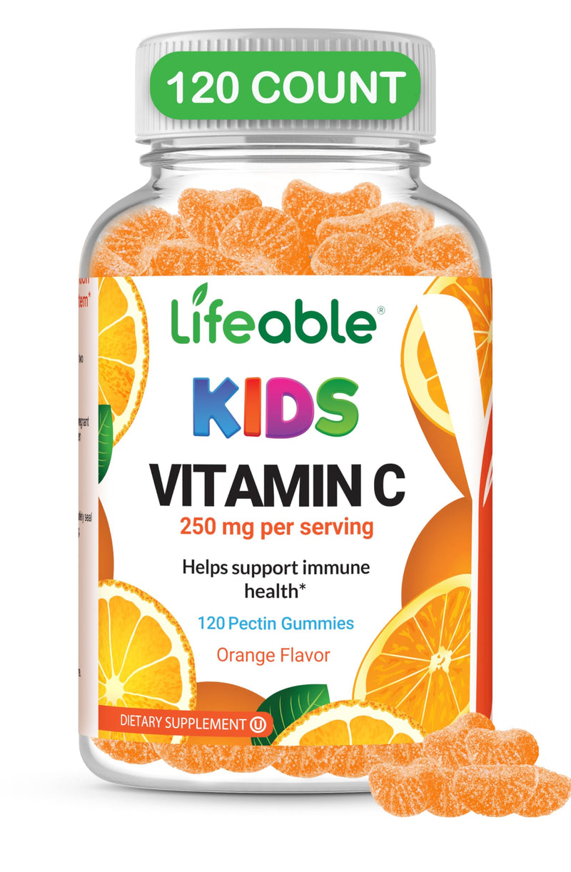 Lifeable Kids Vitamin C Gummies for Kids | 250 mg | Vegan Vitamin C Gummy | VIT C Gummies for Immune System Support | 120 Gummies