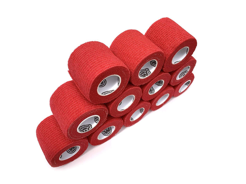 2" Red Vet Wrap Tape Bulk, 12 Pack Cohesive Bandage Wraps, Self Adherent Grip Rolls - Solid Colors 2 Inch - BeesActive Australia