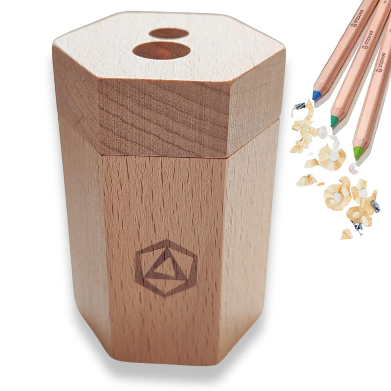 Stockmar Dual Pencil Sharpener FSC Lime Wood for Thin and Thick Pencils - Triangular and Hexagonal Shape - Colour Giants Stockmar, Waldorf Art Supplies, Made in Germany - BeesActive Australia