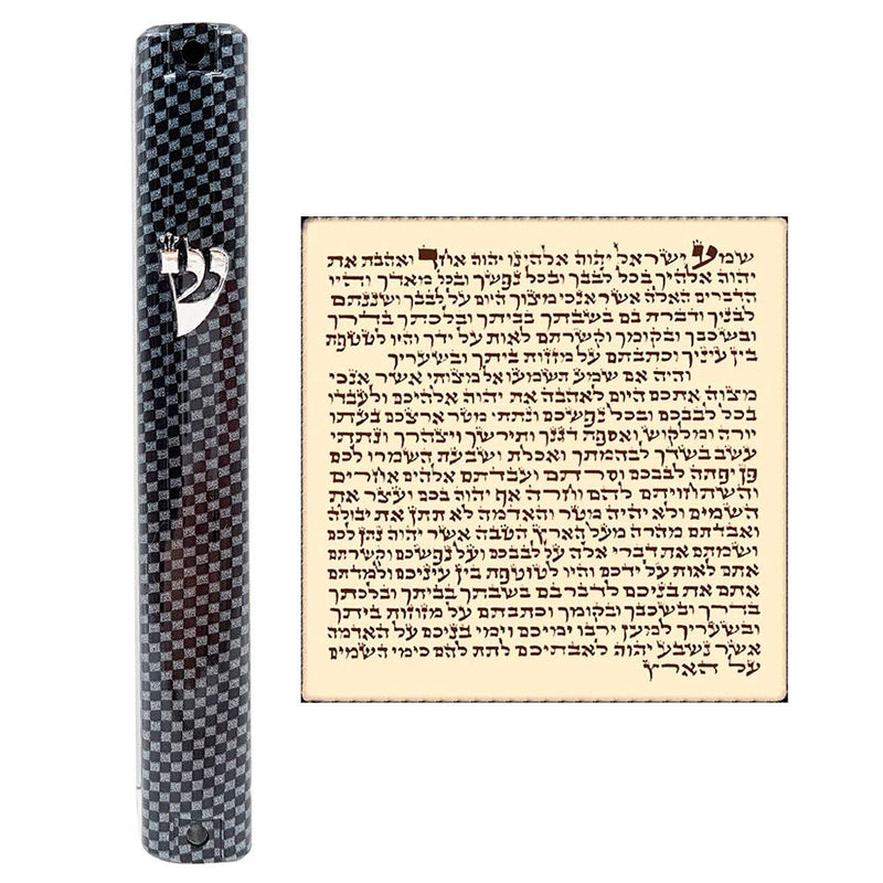 Waterproof Jewish MEZUZAH CASE with Scroll 3D Metal Painted Design Classic Israel Judaica Plastic Door Mezuza 5 Inch (Squares) Squares - BeesActive Australia