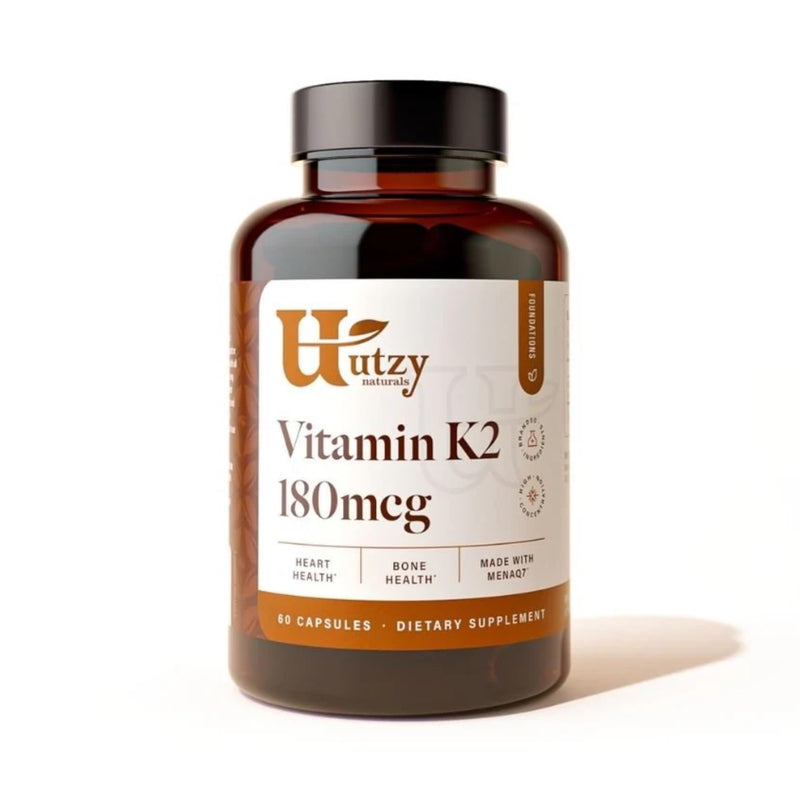 Utzy Naturals Vitamin K2 | 180 mcg of MenaQ7® Form of K2 | Made in USA | 60 Capsules
