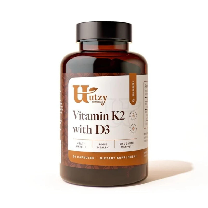 Utzy Naturals Vitamin K2 + D3 | High Dose K2 | 45 mcg of MenaQ7 Form of K2 | 5,000 IU D3 Cholecalciferol Form | Made in USA | 60 Servings