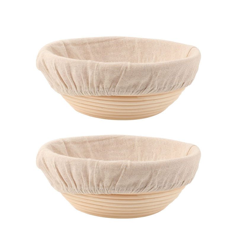DOYOLLA Bread Proofing Baskets Set of 2 8.5 inch Round Dough Proofing Bowls w/Liners Perfect for Home Sourdough Bakers Baking - BeesActive Australia