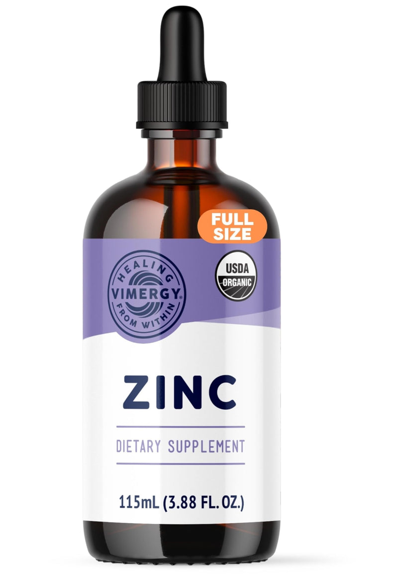 Vimergy Organic Liquid Zinc, 57 Servings – Alcohol Free Zinc Sulfate – Supports Immune Health & Metabolism – Antioxidant – Gluten-Free, Non-GMO, Kosher, Vegan & Paleo Friendly (115 ml) 3.88 Fl Oz (Pack of 1) - BeesActive Australia