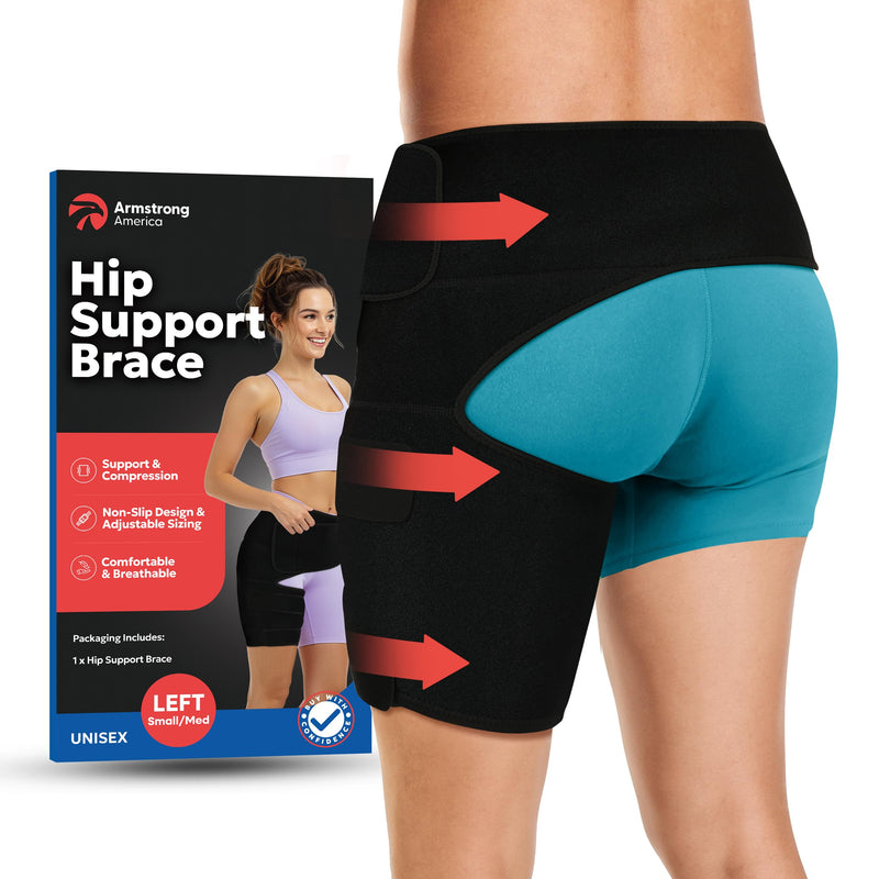 Hip Brace Thigh Compression Sleeve | Sciatica Pain Relief Device | Hamstring & Groin Compression Sleeve Wrap for Sciatic Nerve Relief | Hip Support Braces Thigh Brace for Women & Men SMALL / LEFT LEG Small/Medium - BeesActive Australia