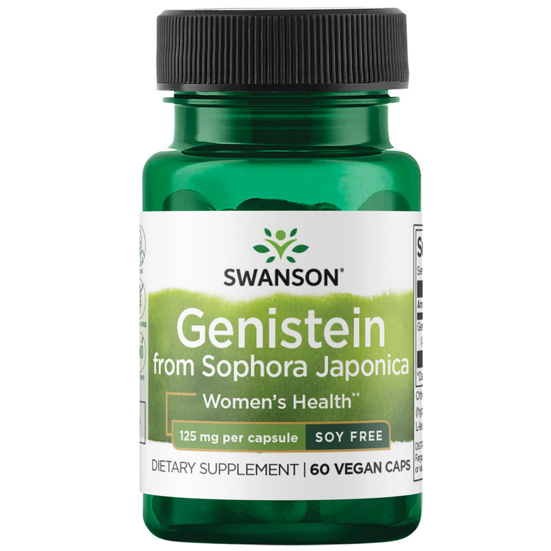 Swanson Soy-Free Genistein Plant-Based Supplement for Women Seeking Hormonal Balance, Bone, and Cardiovascular Support - 125 mg (60 Vegan Capsules) | Plant-Based Soy-Free Genistein for Women Seeking Hormonal Balance, Bone and Cardiovascular Support, 98...