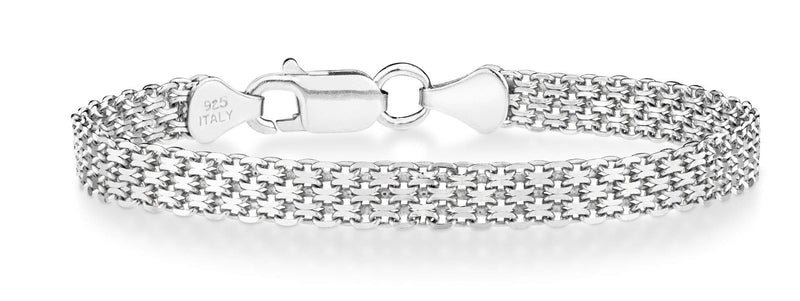 Miabella 925 Sterling Silver Italian 6mm Solid Bismark Mesh Link Chain Bracelet for Women, Made in Italy Length 7 Inches (women's average length) - BeesActive Australia