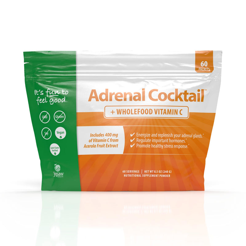 Jigsaw Health Adrenal Cocktail + Wholefood Vitamin C | with Potassium Bicarbonate, Sea Salt, and Acerola Cherry Extract | 60 Servings (Packets) 8.5 Ounce (Pack of 60)