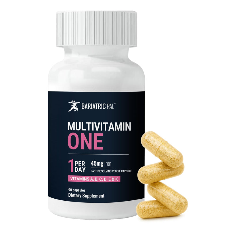 BariatricPal Multivitamin ONE 1 per Day! Bariatric Multivitamin Capsule with 45 mg of Iron | Easy to Swallow Capsule | Vitamin for Bariatric Surgery Patients | 90 Count (3 Month Supply) 90 Count (Pack of 1) 45mg Iron