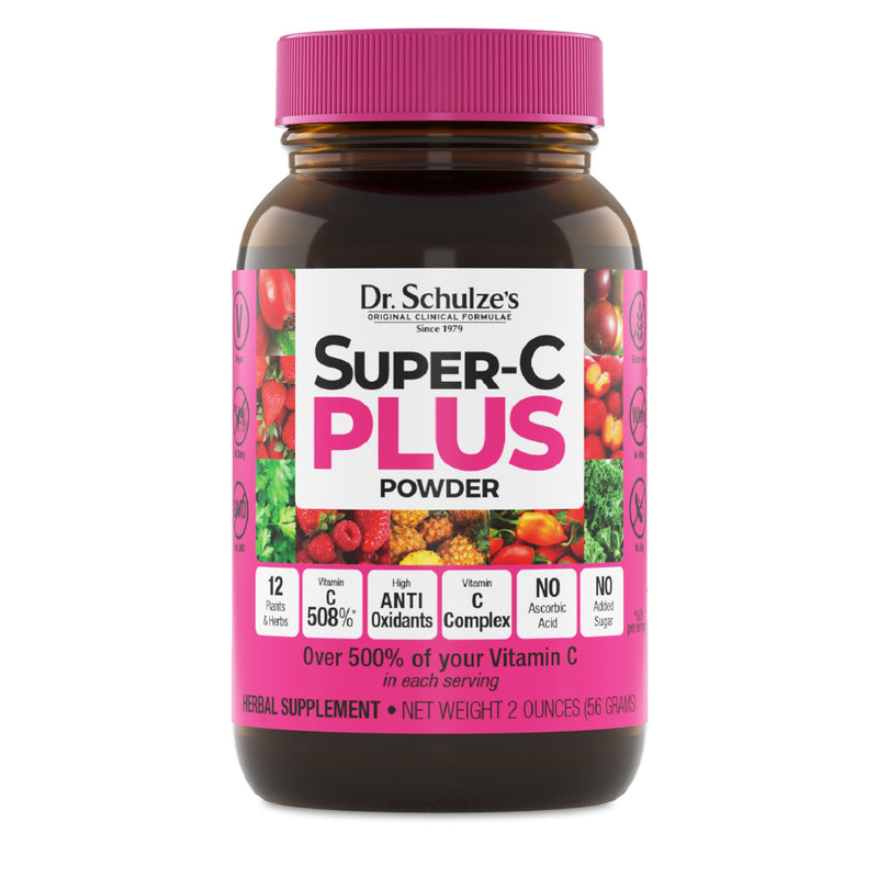Dr. Schulze's Super-C Plus - Vitamin C Supplement for Immune Support - Skin Health & Antioxidant Support - High-Potency Formula - Plant-Based Superfood - Gluten-Free & Vegan - 2 oz (20 Servings) Mixed Berry Powder 2 Ounce (Pack of 1)