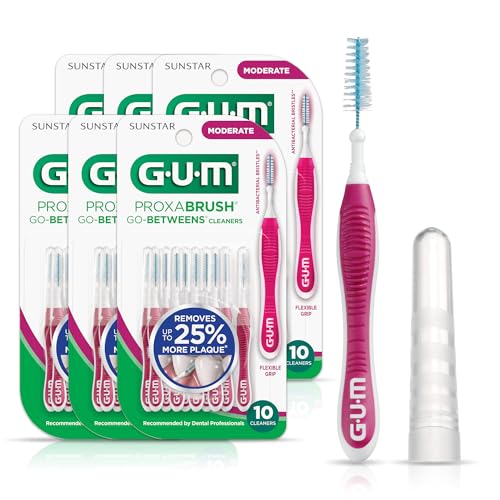 GUM Proxabrush Go-Betweens Moderate Interdental Brushes, 10 Count (6 Pack) 10 Count (Pack of 6)