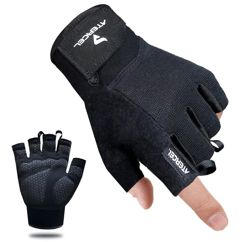 ATERCEL Workout Gloves for Men and Women, Exercise Gloves for Weight Lifting, Cycling, Gym, Training, Breathable and Snug fit Black Medium - BeesActive Australia