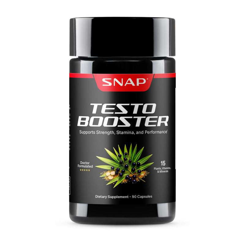 Snap Supplements Testosterone Booster for Men with Tongkat Ali, 90 Capsules | D-Aspartic Acid & Epimedium, Supports Energy, Stamina & Healthy Testosterone Naturally, Vegan, Non-GMO, Gluten-Free 90 Count (Pack of 1)