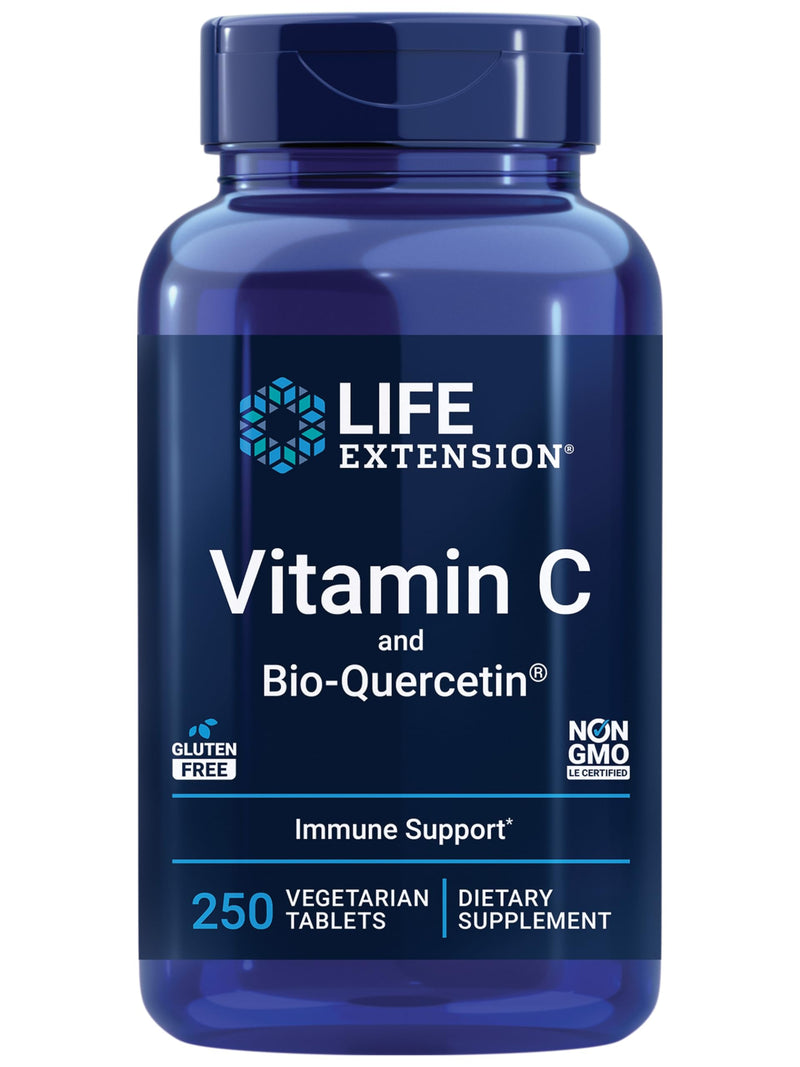 Life Extension Vitamin C & Bio-Quercetin Phytosome – Vitamin C Plus Ultra-Absorbable Quercetin for Immune Support – Gluten-Free, Non-GMO, Vegetarian – 250 Vegetarian Tablets 250 Count (Pack of 1) - BeesActive Australia
