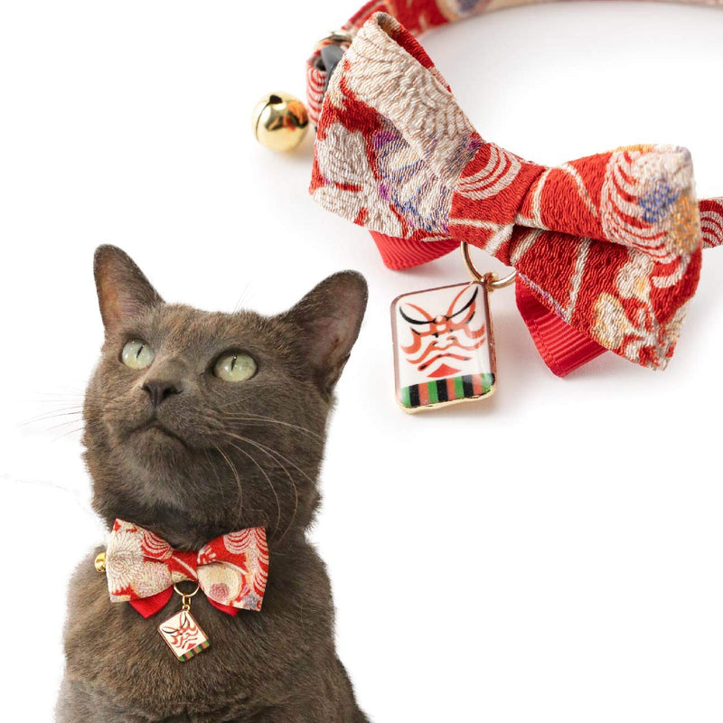 Necoichi Kabuki Charm Bow Tie Cat Collar (Red) Red - BeesActive Australia