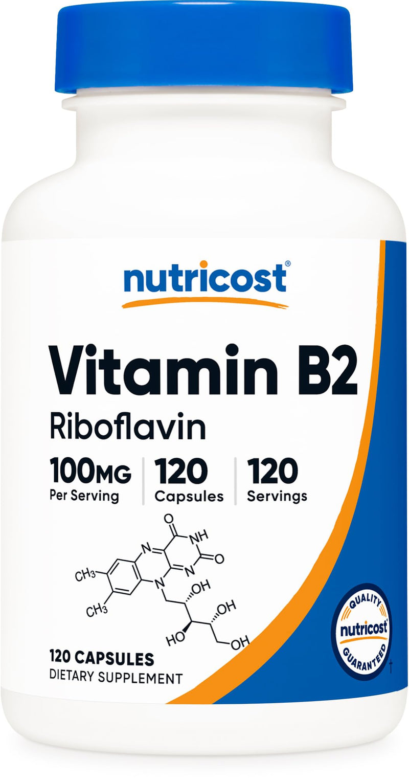 Nutricost Vitamin B2 (Riboflavin) 100mg, 120 Capsules, Gluten Free | GMO-Free 120 Count (Pack of 1)