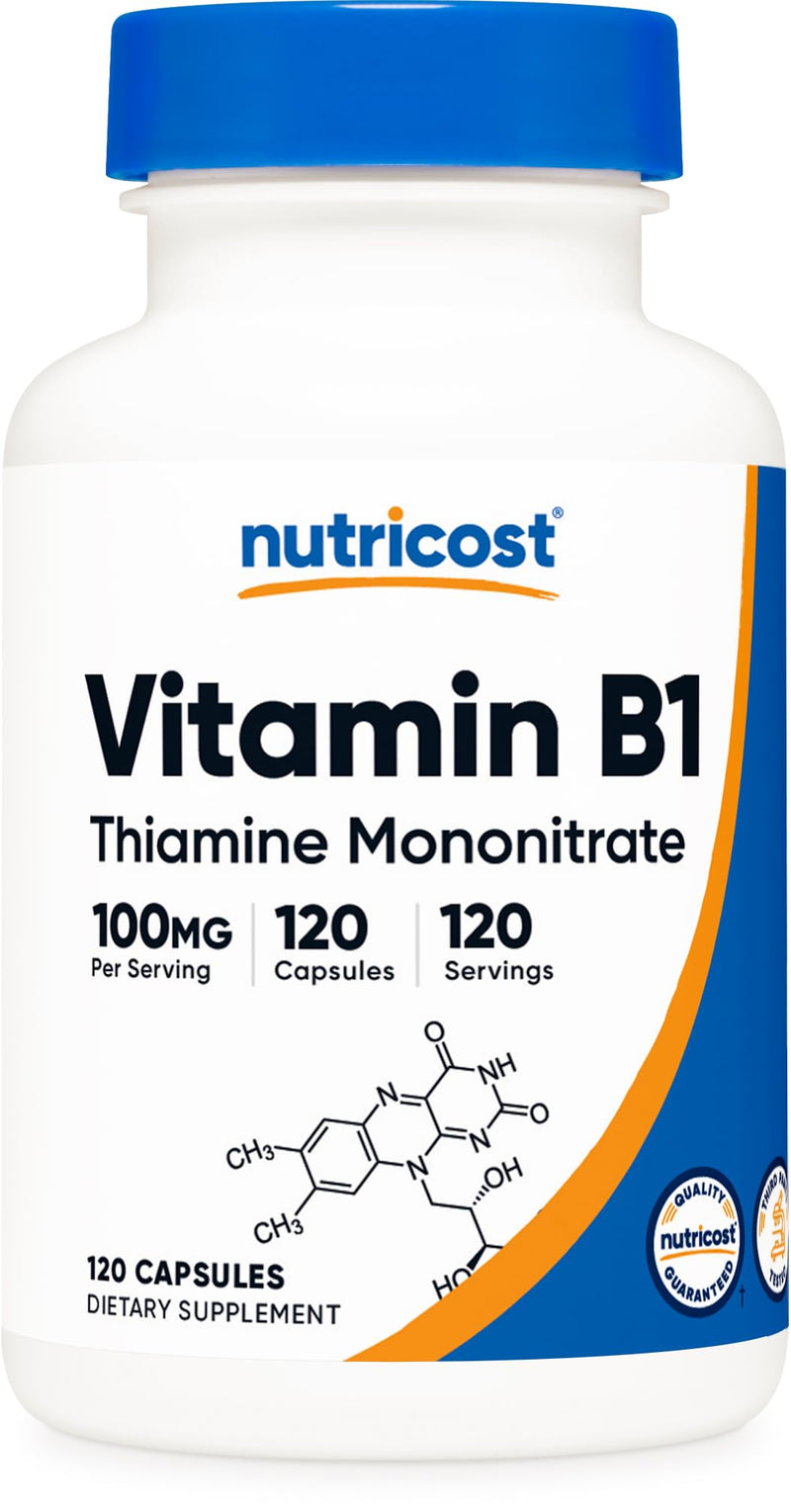 Nutricost Vitamin B1 (Thiamine) 100mg, 120 Capsules, Gluten Free | GMO-Free 120 Count (Pack of 1)