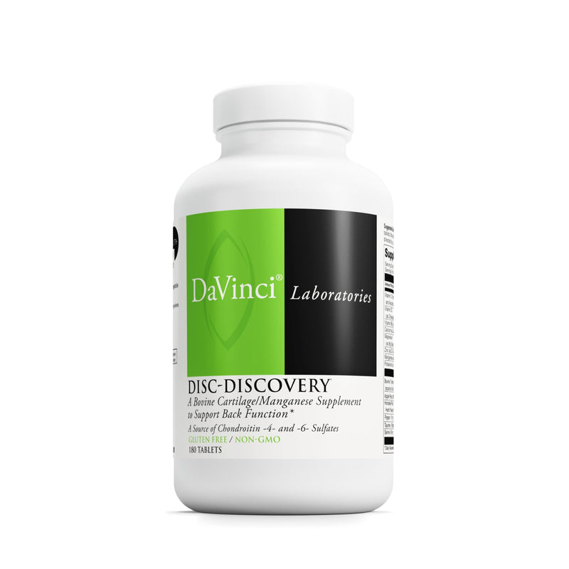 DAVINCI Labs Disc Discovery - Support Spinal Health & Back Function - with Vitamin C, Vitamin D3, Bovine Tracheal Cartilage, Apple Pectin & Horsetail Powder - Gluten-Free - 180 Capsules