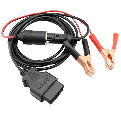 3M/10ft OBD II Vehicle ECU Emergency Power Supply Cable Memory Saver with Alligator Clip-On 12V Car Battery Cigarette Lighter Power Socket Extension Cable