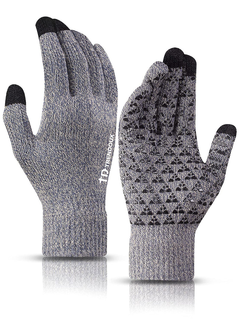 TRENDOUX Winter Gloves for Men Women - Upgraded Touch Screen Cold Weather Thermal Warm Knit Glove for Running Driving Hiking Light Gray Medium - BeesActive Australia