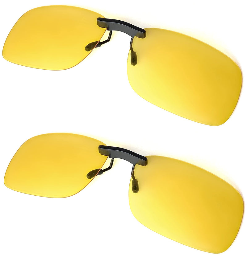 BLUE CUT Clip on Polarized Night Vision, Driving Sunglasses UV 400 Blocker To Wear Over Prescription Glasses Yellow-2pack - BeesActive Australia