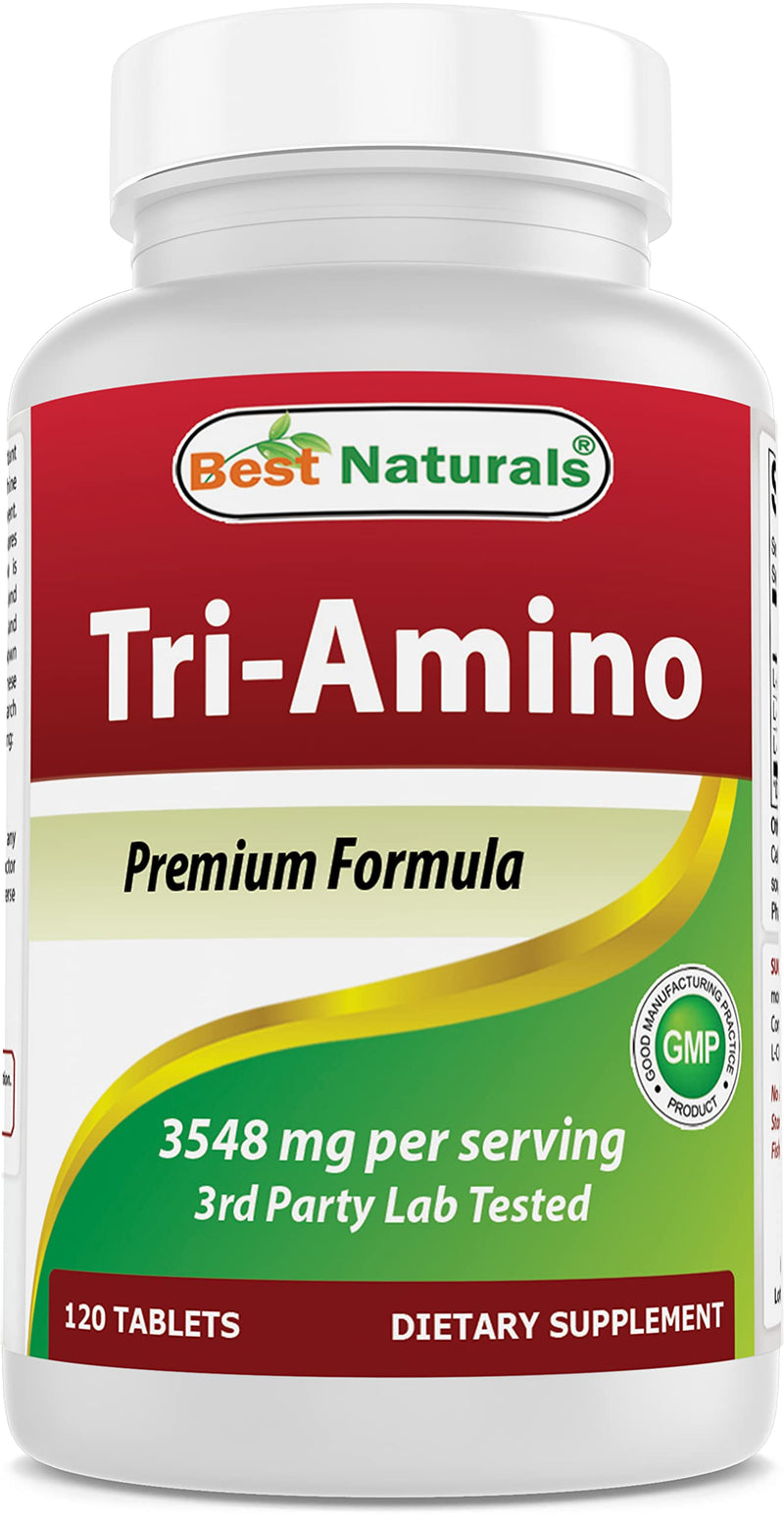Best Naturals Tri-Amino with L-Arginine, L-Ornithine, L-Lysine 120 Tablets (New Improved Formula) 120 Count (Pack of 1)