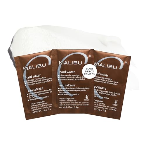 Malibu C Hard Water Hair Remedy - Chelating Treatment Packets for Mineral Buildup & Scalp Detox - Removes Deposits, Prevents Discoloration, Restores Shine - Vegan Hair Care Products, 3 Packets 0.51 Ounce (Pack of 1)