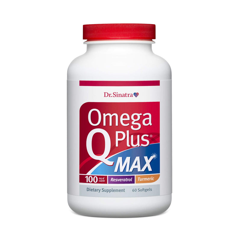 Dr. Sinatra Omega Q Plus MAX with Omega 3, CoQ10, Resveratrol & Turmeric | 60ct | Advanced Heart Health and Healthy Aging Support 60 Count (Pack of 1)