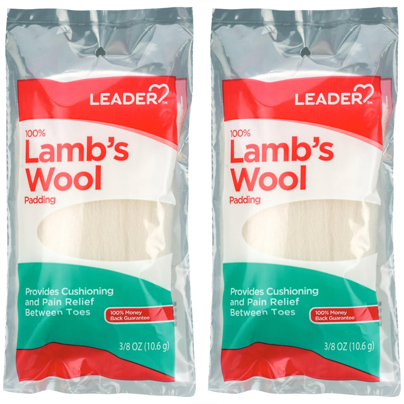 LEADER 100% Lambs Wool Padding, Provides Cushioning Comfort and Pain Relief Between Toes, for Adults, Both Men & Women, and Children with Corns or Calluses, 3/8 oz, 2 Pack 1