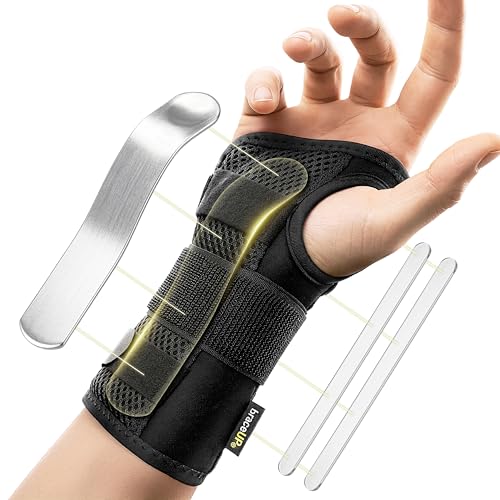 BraceUP Carpal Tunnel Wrist Brace - Metal Wrist Splint for Hand and Wrist Support, Tendonitis Arthritis Pain Relief L/XL Right Hand