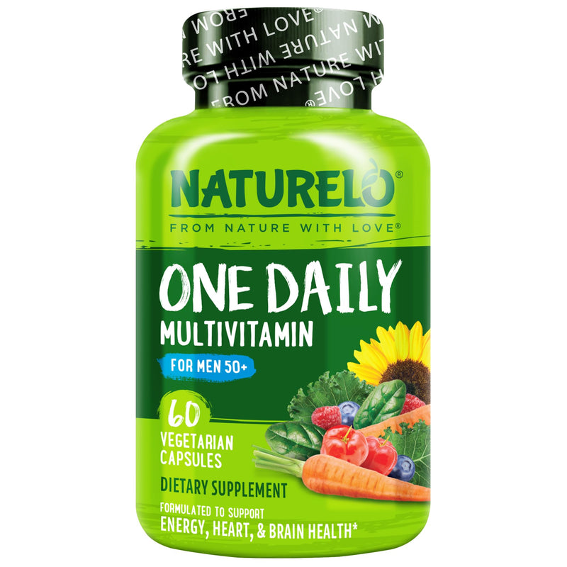 NATURELO Multivitamin for Men 50+ - One Daily, 60 Vegetarian Capsules | Vitamins, Minerals & Organic Whole Foods, Boost Energy and Health, Non-GMO 60 Count (Pack of 1)