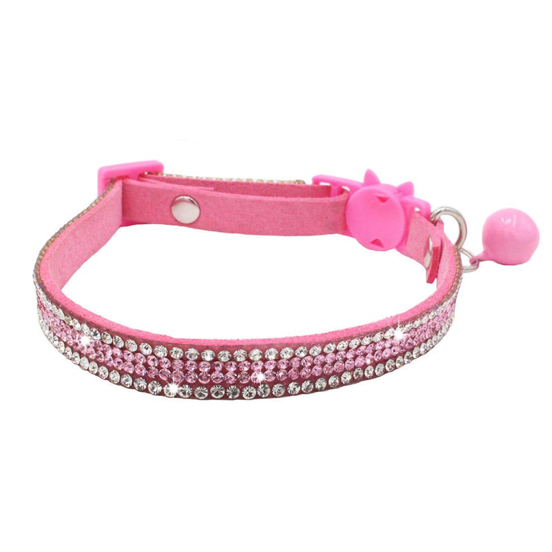 THAIN Basic Adjustable Cat Collar Bling Diamond Breakaway with Bell for Kitten Girl boy (Pink) Pink - BeesActive Australia